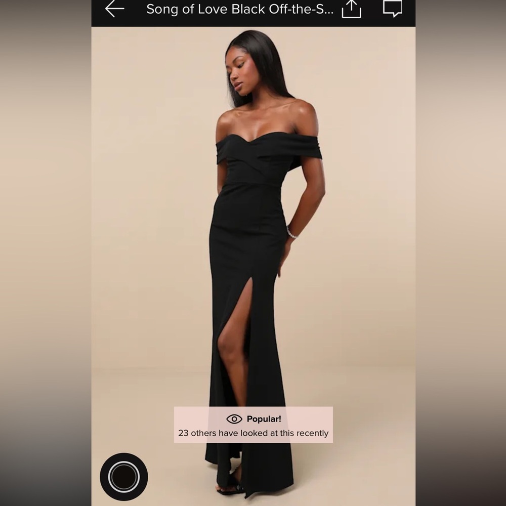 Lulus Song Of Love Black Off-the-shoulder Dress - Size XS. Perfect condition.l